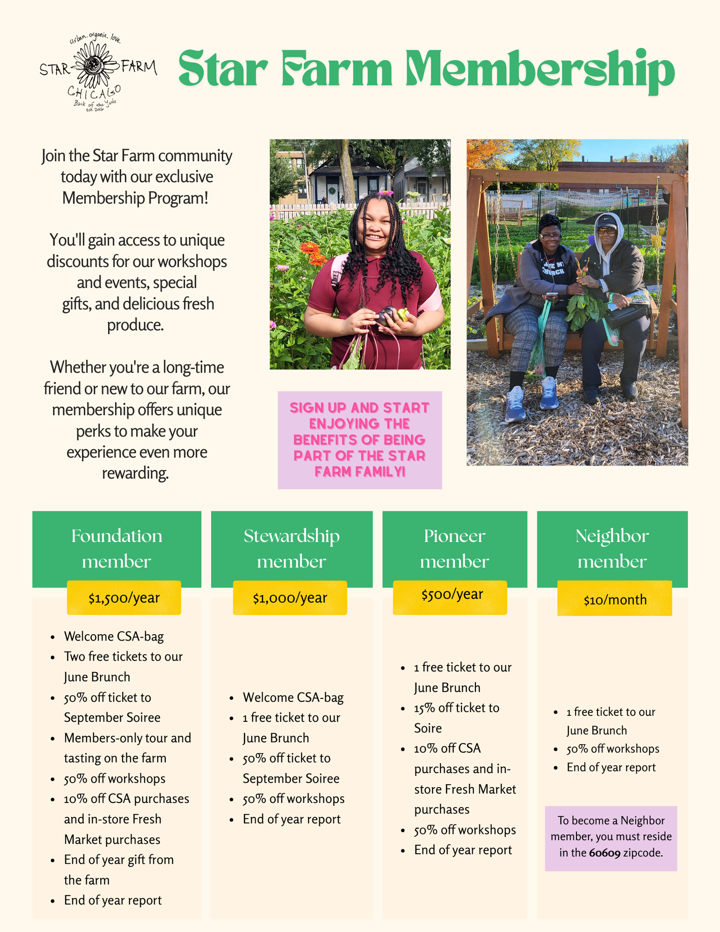 Star Farm Chicago's Membership Program